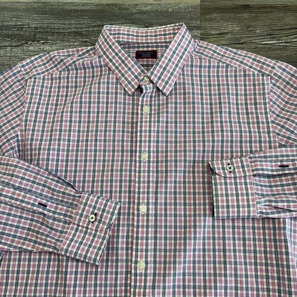 UNTUCKit Purple Pink Check Mens 2XL Wrinkle Free Cotton‎ Button Up Shirt Plaid - Picture 1 of 8